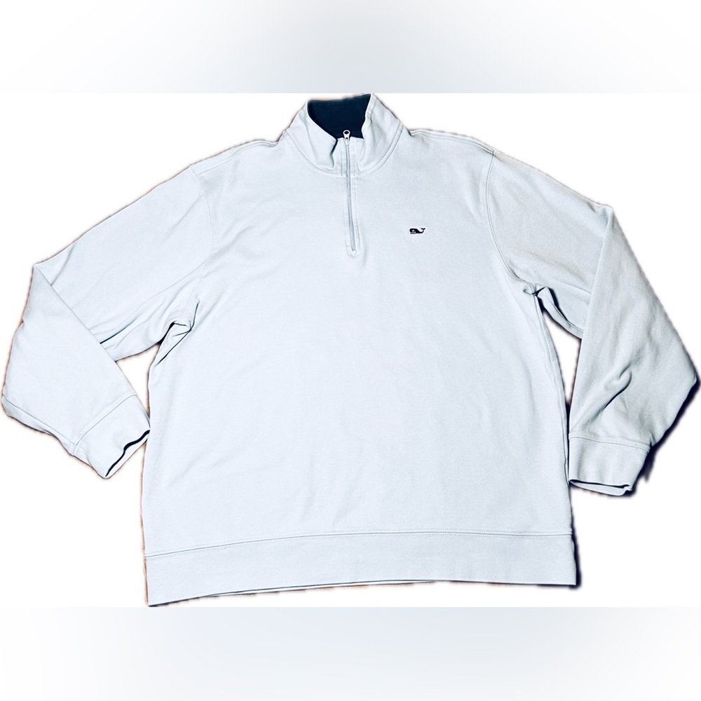 Vineyard Vines Men's Sky Blue Cotton Quarter Zip Pullover Preppy Sweater L
